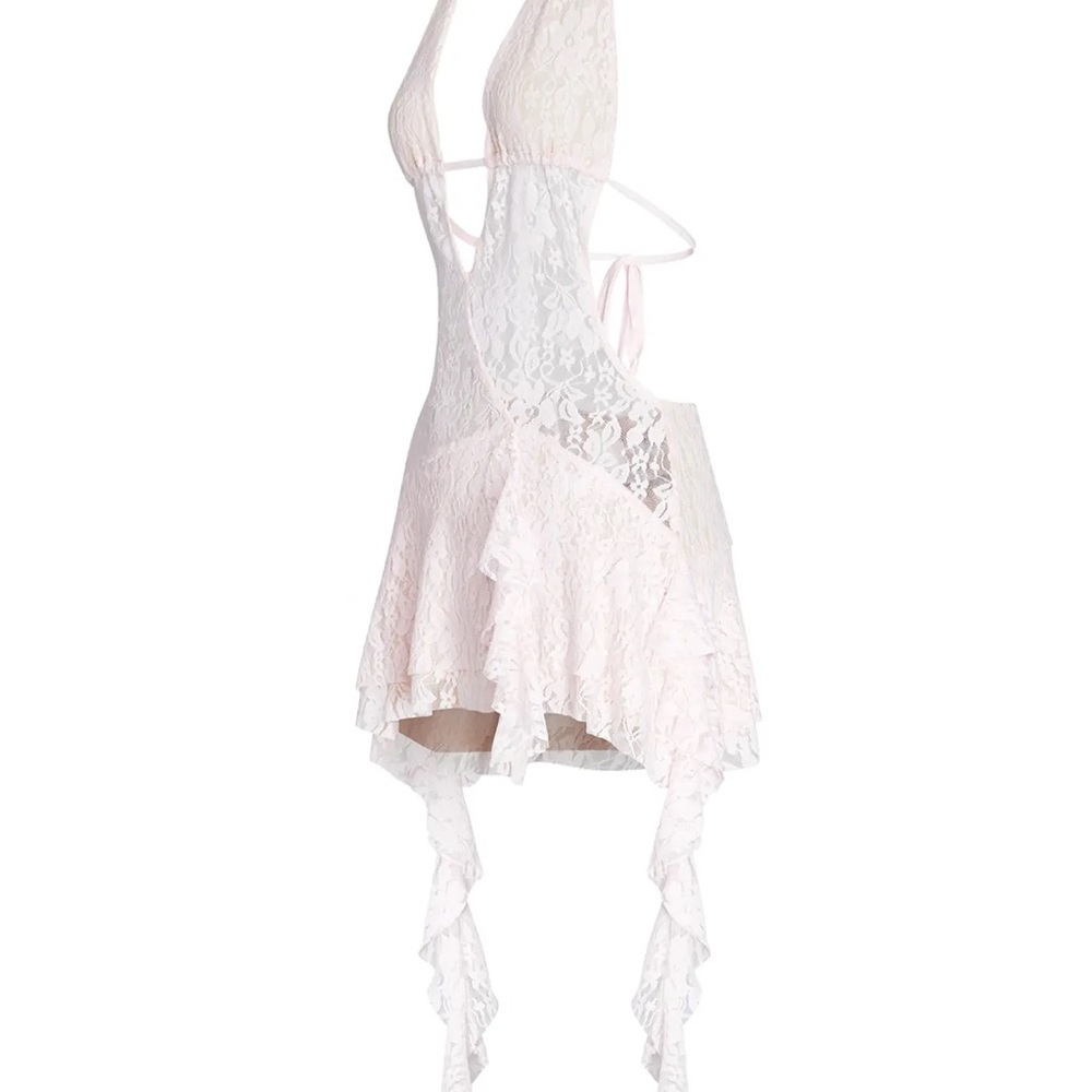 I am Gia Lace Halter Dress in Light Pink